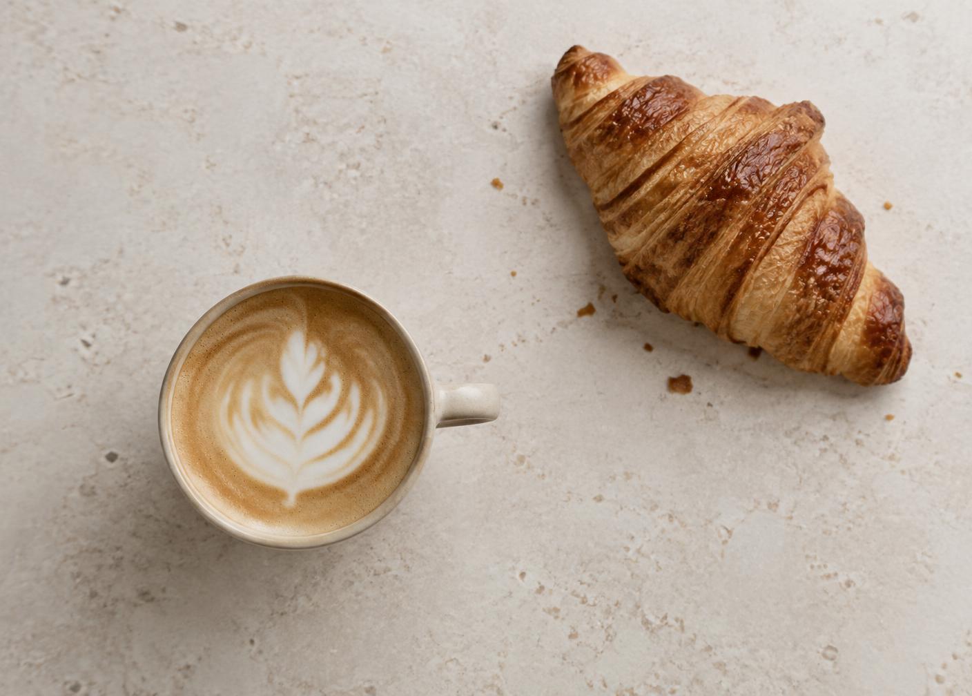 Flat white and croissant